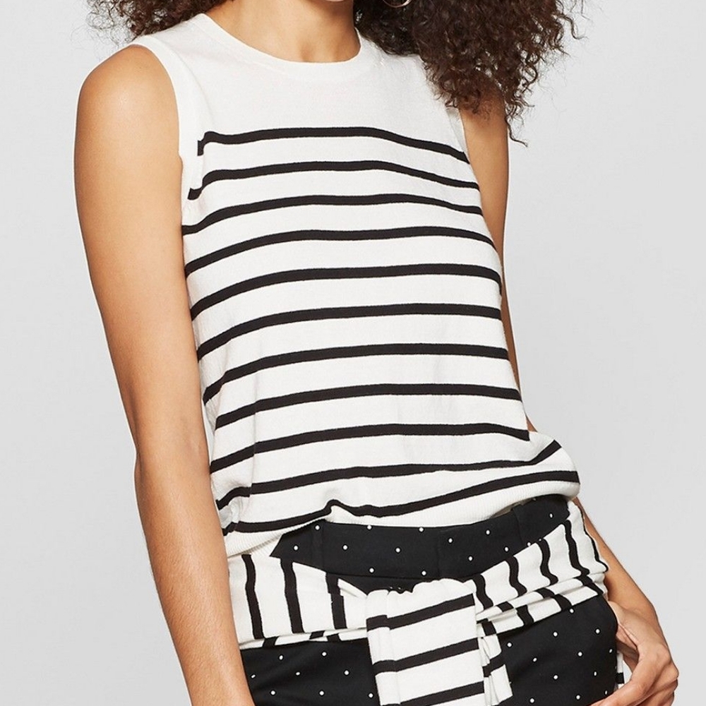 Women's Striped Crewneck Sweater Tank 